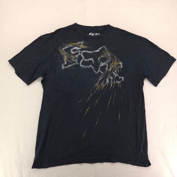 Fox Casual Crew Neck Graphic Long Sleeve T Shirt Mens Size Large L Navy Blue - Picture 2 of 9